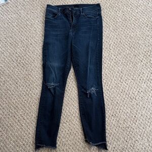 MOTHER Black Distressed Skinny Jeans